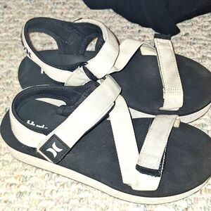 Hurley Black and White Sporty Sandals with Adjustable Straps